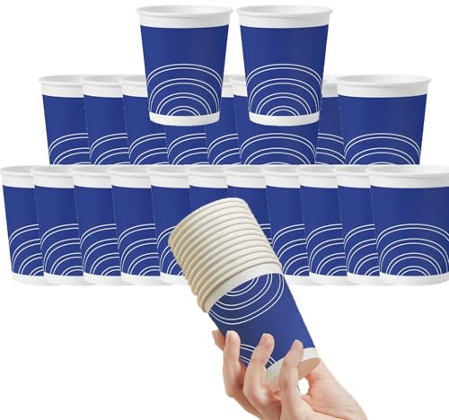 pafnisoin 100 Stück kaffeebecher Pappbecher 250ml Papierbecher Kaffeebecher Party Becher Trinkbecher Einwegbecher Kaffebecher Pappe(Blau