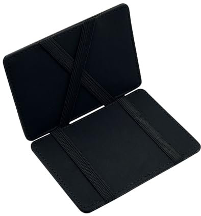 AfitLulu Portmonee Herren Flip Type Magic Geldbörse Herren, Herren Geldbörse Ultradünn Geldbeutel Herren PU-Leder Geldbörse Herren Klein mit 4 Kartenschlitzen und 2 Geldfächern (Schwarz)