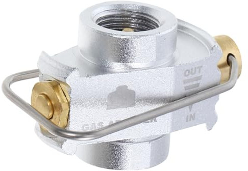 NULYLU Flat Canister Adapter for Camping and Hiking Gas Tank Conversion Valve Silver Color Fuel Transfer Device Compatible Camping Stoves