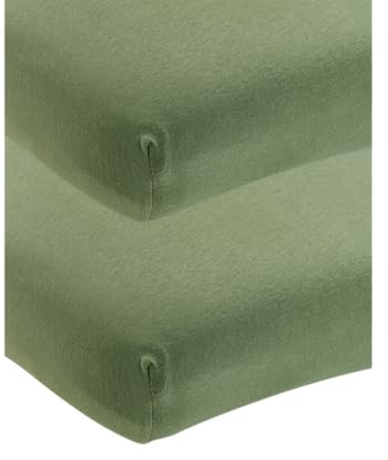 Meyco Spannbettlaken 2er Pack Kinderbett 70x140/150cm Jersey Olive Green | 100 % Baumwolle - Oeko Tex zertifiziert - Spannbetttuch - Rundum-Gummizug - atmungsaktiv & hautfreundlich