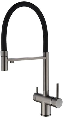 3 Wege Wasserfilterhahn Küchen Trinkwasserhähne Spültischmischer Edelstahl Armatur Küche 1 Loch Schwenkauslauf Pistole Grau Spültischarmatur Mischbatterie Küche