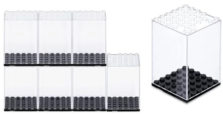 Shinekoo Minifiguren-Vitrine, 12 Stück, Acryl, kleine Actionfiguren, Spielzeug, Aufbewahrungskoffer, staubdichte Aufbewahrungsbox, stapelbare Baustein-Displaybox für Action-Einzelfiguren