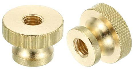 sourcing map Knurled Thumb Nuts, 8pcs M8 x D23mm x H16mm Brass Knurled Nut with Collar High Head Through Hole Adjusting Nuts for 3D Printer Parts