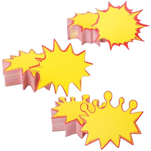 300 Stücke Preisschilder, 10 x 11 cm Starburst Zeichen Fluoreszierend Blanko Neonpapier Zeichen, Sternform Verkauf Sale Tags Einzelhandelsschild für Verkaufsförderung, Geschäft, Flohmarkt