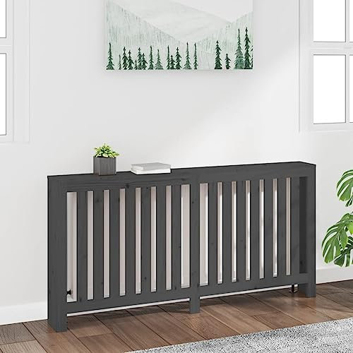 LLEZKBR Radiator Cover Grey 169x19x84 cm Solid Wood Pine