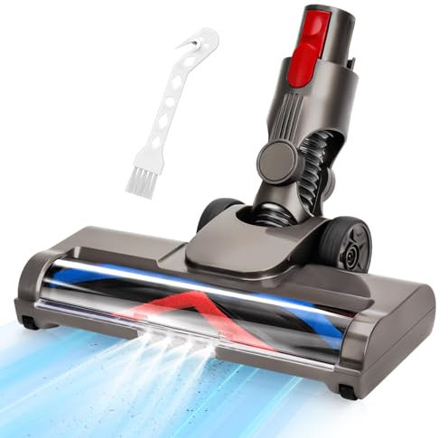 Brosse Compatible avec Dyson V7 V8 V10 V11 V15 Aspirateurs, Tête de Brosses Rechangeable Accessoires à Entraînement Direct Acessoires avec 4 Lumières LED pour Parquets,Sols Durs Tapis et Carrelages