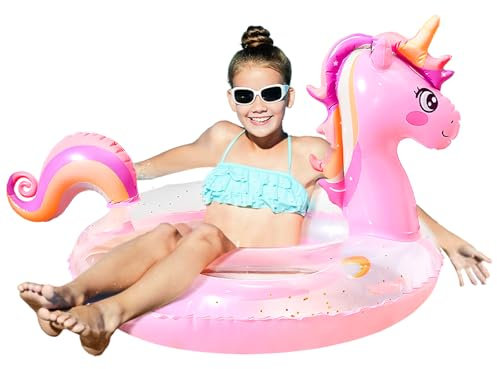 ACTOYS Schwimmring Kinder, Schwimmreifen Kinder, Schwimmring Einhorn Kinder, für 5-10 Jahre, Schwimmring Glitzer, Pailletten Schwimmring, Pool Spielzeug (Pony)