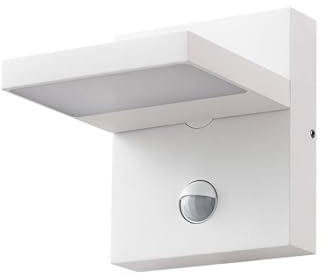 Lucande LED Wandleuchte außen Silvan mit Bewegungsmelder (spritzwassergeschützt (Modern) in Weiß aus Aluminium (1 flammig,) - Wandlampe für Außenwand/Hauswand Haus Terrasse und Balkon