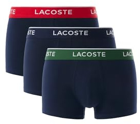 Lacoste Herren Baumwolle Stretch Trunks, Marineblau/Grün/Rot, 3er Pack