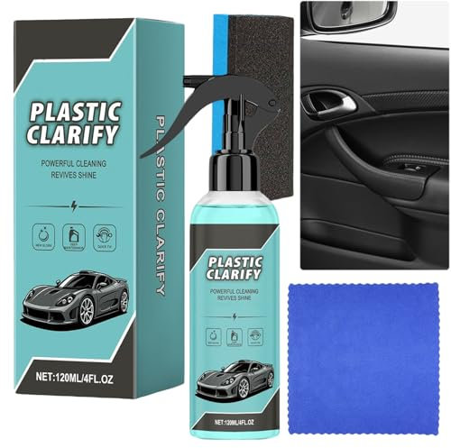 JASUBAI Vernice trasparente in plastica per auto, vernice nera spray per interni ed esterni, pulizia e cura del cruscotto, gomma/pelle/vinile, restauro in plastica senza grassi, 120 ml (1 pezzo)