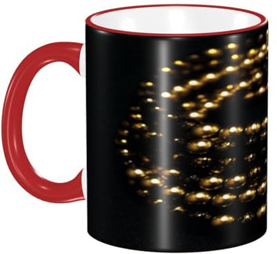 ZXMDZTSS Gold Black -Print Colored Rim Ceramic Mug-Microwave Safe Classic Cylindrical Cup for Home & Office, Hand Wash Only