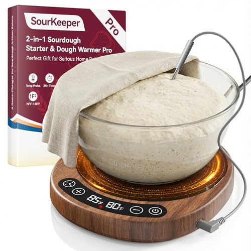 2-in-1 Sauerteig-Starter & Teigwärmer Pro - 2026 Upgrade Größere Heizplatte, Teigtemperatursonde, -17.2 °C Steuerung (21.1-43.3 °C), 24H Timer, Echtzeitüberwachung, für Anfänger Bäcker Pro-WOD