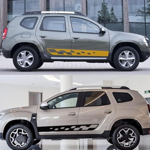 LzDQF Car Side Skirt Stickers stripe decal Decals,For Dacia Duster Car Door Side Skirt Sticker Auto Body Decor Decals.,D-Yellow