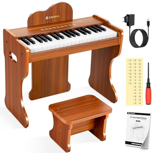 CAHAYA Pianoforte per Bambini in Legno 37 Tasti Touch 3 Anni+ Educativo