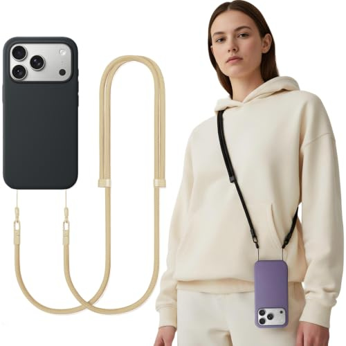 iBestgol Cordon tour de cou pour téléphone portable - Avec dragonne et languette Tether - Sangle réglable et antivol - Universel - Compatible avec smartphones