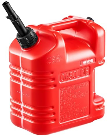 VEVOR Bidón de Gasolina de 9,5 L, Tanque de Combustible de HDPE y PP, con Pico y Escala, Caudal Máximo de 15 L/min, a Prueba de Fugas, para la Mayoría de Autos, Motocicletas, ATV, UTV, Rojo, 1 Pieza