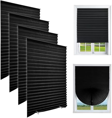 4Pcs Roller No Drill Blinds, 90x180cm Self Adhesive Temporary Stick On | No Drilling Required, for Windows, Fit for Doors, Kitchen, Bathroom, Bedroom, Blackout, Light Filtering, Privacy Protection