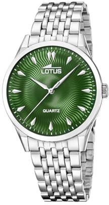Lotus Herrenuhr Analog aus Edelstahl 316L | Quarzuhr, Widerstandsfähiges Mineralglas, Wasserdicht 5 ATM, 19056/3, Classic Steel