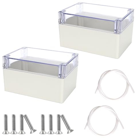 2 Stück Kunststoffgehäuse mit Transparenter Abdeckung, Wasserdichte IP65 Leergehäuse, Elektronische Gehäuse Box, Universelles Projektgehäuse, Anschlussdose, 160 x 110 x 90 mm