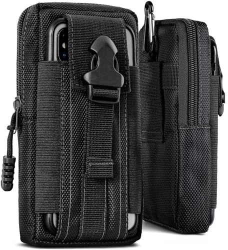 ONEFLOW Survival Case für iPhone Air Handy Gürteltasche aus Nylon mit Karabiner, Taktische EDC Tasche mit Gürtel Halterung, Etui Handyhülle Outdoor Handytasche, Schwarz