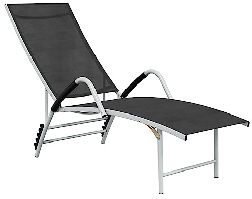 Owoxanthellate Sonnenliege klappbar Schwarz 170-193 x 60,5 cm Textilene Aluminium Gartenliege verstellbar mit erhöhtem Design für Balkon Terrasse Camping Outdoor