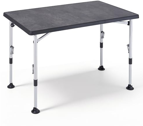 Westfield Outdoors Superb Klapptisch Höhenverstellbar | Campingtisch Klappbar, Stabiler Picknicktisch mit Breiten Standfüßen für Camping, Wohnwagen, Falttisch, Grau