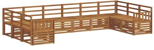 vidaXL Sofagarnituren 10 pcs Natur Massivholz Akazie, Moderner Garten-Sofa-Sectional, Robustes Lounge-Set, perfekte Möbel für Deine Terrassen-Entspannung