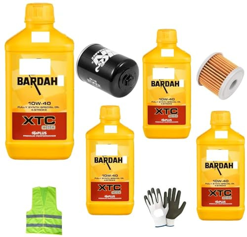 TAGLIANDO MOTO COMPLETO DI 4 LITRI DI OLIO+1 FILTRO OLIO AFTERMARKET COMPATIBILE CON YAMAH A MT 09 900 TRACER ABS MANUTENZIONE CAMBIO OLIO 10W-40 BARDAH L XTC C60 POLAR PLUS FULLERENE SYNTH SPECIAL