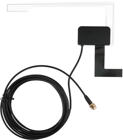 DAB+ Autoantenne Aktive Scheibenantenne mit SMB 90° Buchse, 3 m Kabel, DAB/DAB+ Antenne für Digital Autoradio, Glasmontage für Frontscheibe, Band III 170–240 MHz, L-Band 1452–1492 MHz, 5V/12V