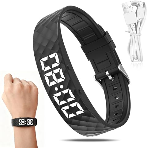 Jognee Vibrationsalarm Uhr, Vibration Alarm Clock, Portable Wecker Armband -Up to 8 Alarms per Day, Wecker Laut für Tiefschläfer, Töpfchentrainingsuhr, Trinkerinnerung, Pillenerinnerungen