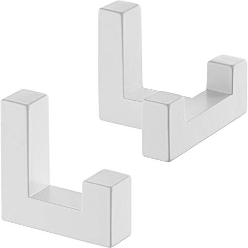 Gedotec Wand-Haken eckig Kleiderhaken Tür 1 Set - Metallhaken Vintage - TETRIS | Einzelhaken + Doppelhaken weiß | Garderoben-Haken Metall unsichtbar verschraubt | Aufhänger für Wand-Montage