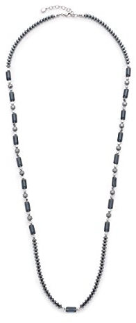 JEWELS BY LEONARDO Damen Halskette Falena Edelstahl/silberfarben Glas Hämatit grau 90 cm Karabinerverschluss geometrisch 016372