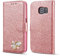 QLTYPRI Samsung Galaxy S8 Hülle, Glitzer Handyhülle PU Ledertasche TPU Etui Handschlaufe Kartenfach mit Eingelegten Liebe Herz Diamond Flip Schutzhülle für Samsung Galaxy S8 - Roségold