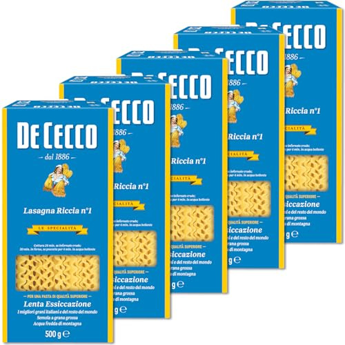 5x Pasta De Cecco 100% Italienisch Lasagna larga Doppia riccia n 1 Nudeln 500g