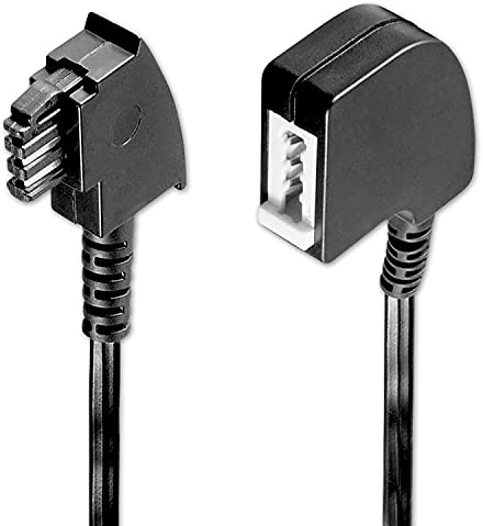 PerfectHD 3m TAE Verlängerungskabel, TAE-F Stecker auf TAE-F Buchse, Telefonkabel, Schwarz, 3 Meter