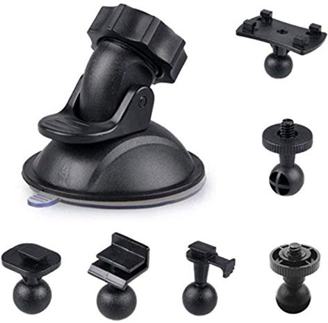 HPiano Ventosa per Auto per supporto da cruscotto/parabrezza con ventosa per dash cam, con adattatore a 6 tipologie e visione grandangolare a 360 gradi, adatto anche per GPS, action camera o DVR