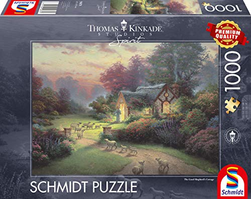 Schmidt Spiele 59678 Thomas Kinkade Pasteur, Spirit, Cottage des Guten Hirten, 1.000 Teile Puzzle, Bunt