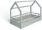 ms factory Hausbett Kinderbett 80x160 cm mit Rausfallschutz und Lattenrost - Einzelbett aus Kiefernholz für Mädchen und Junge - Grau