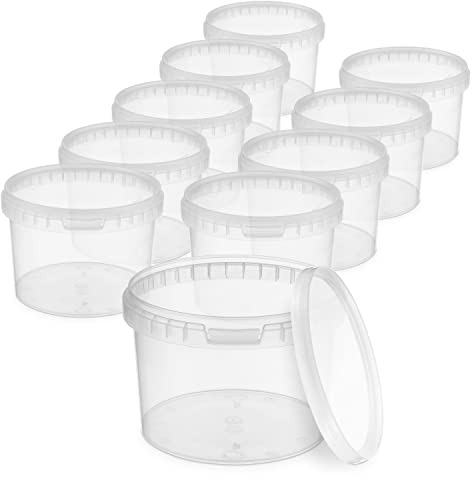 BenBow Eimer mit Deckel 0,5l transparent 10x 0,5 Liter - lebensmittelecht, stabil, luftdicht - auslaufsicher, geruchsneutral - Aufbewahrungsbehälter aus Kunststoff - leer