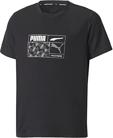 PUMA Jungen Active Sports Poly Graphic Tee B T-Shirt, Schwarz, 140