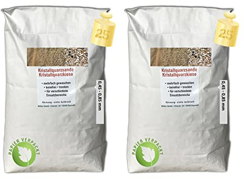 Aquagran 2 x 25 kg Filtersand 0,45-0,85 mm Quarzsand für Sandfilteranlage Poolfilter papierverpackt