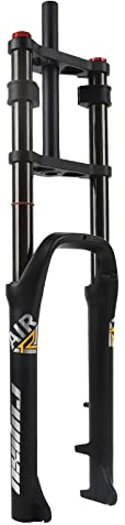 26 Zoll Fatbike Federgabel Federweg 140MM 4,0-Reifen MTB-Luftgabel 1-1/8 Doppelte Schulter Gabel Dämpfungseinstellung Scheibenbremse QR Fahrrad-Federgabel Für Snow Beach E-Bike ( Color : Black )