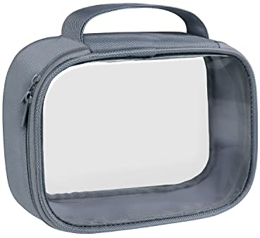 Moyad Trousse Toilette Transparente Sac Cosmétiques Transparent en PVC Étanche Pochette de Rangement pour Hommes et Femmes, Idéal pour Voyage/Vacances/Salle de Bains/Organisation, Taille L & 1Pcs Gris