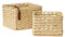 Wicker Storage Baskets for Organizing, Recyclable Paper Rope Square Baskets, Decorative Hand Woven Basket Organizers for Makeup Books Shelves Living Room, Beige, Set of 2