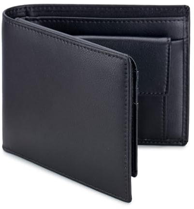 SIGTRENX Echtes Leder Geldbörse Herren, Portmonee Herren mit Münzfach, Geldbeutel mit 9 Kartenfächer, Portemonnaie mit RFID Schutz, Schwarz Geldbörsen, Leder Geldtasche, Brieftasche, Men Wallet