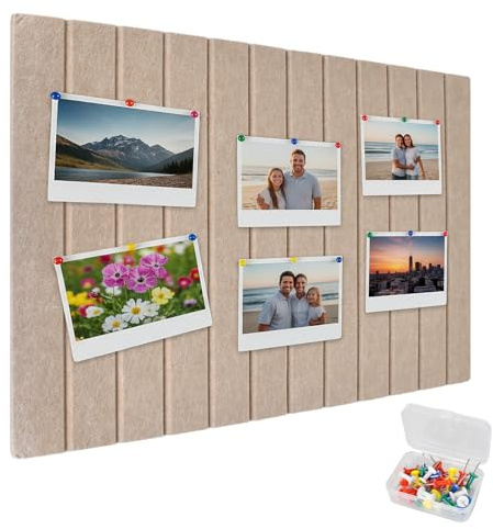 Große Filz Pinnwand Selbstklebend, 60 x 40cm Selbstklebende Kork-Pinnwand mit 35 Pins, 0,9cm Dick Dekorative Pinnwand aus Filz, Faltbare Fototafel Memoboard, für Fotos, Notizen & Memos (Dunkles Kamel)