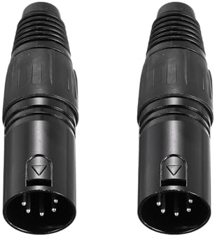 QUARKZMAN 2 Piezas Conector XLR Macho De 5 Pines, Accesorios De Enchufe De Cable De Micrófono Para Mezcladora, Amplificador De Potencia, Negro - 2.64 Pulgadas