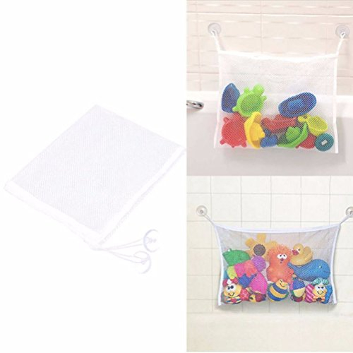 NUOLUX Baby Kinder badespielzeug Aufbewahrung Mesh Netz, Polyester, Dacron, Weiß, Saugnapf, 45 x 35 cm / 17.7 x 13.8 inches (L x W), Badewannen-Spielzeug-Aufbewahrung, Bad, Kinderspielzeug