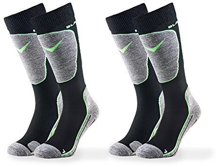 Black Crevice Lot de 2 paires de chaussettes de ski pour homme et femme - Chaussettes de snowboard avec rembourrage spécial aux zones de charge - Régulation de la température et respirantes