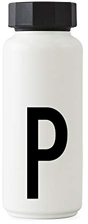 Design Letters Thermoflasche 500 Ml (A-Z) | Ideal für Trinkflasche Kinder, Trinkflasche Schule, Fahrrad & Sport | Weiß Thermoflasche | BPA/BPS Frei, Auslaufsicher & Spülmaschinenfest